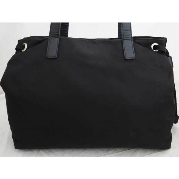 Prada Leather Shoulder Nylon Bag Black - Picture 1 of 5